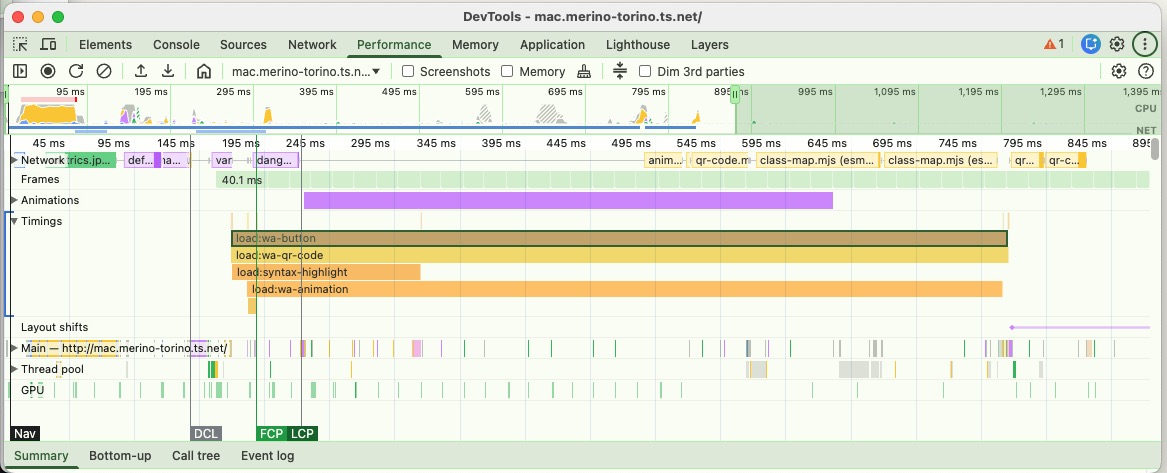 Observability has native integration into performance devtools